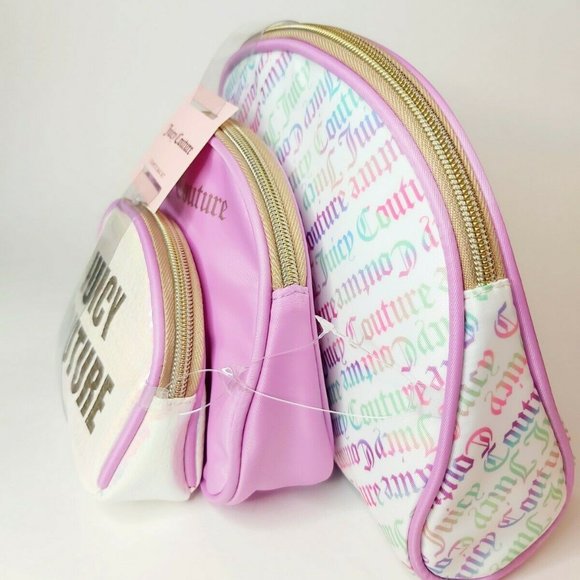 Juicy Couture Logo 3 Cosmetic Bags Iridescent Lilac Purple Pink🆕⌚FAST⚡📦🏃🏻🚚 - Picture 4 of 15